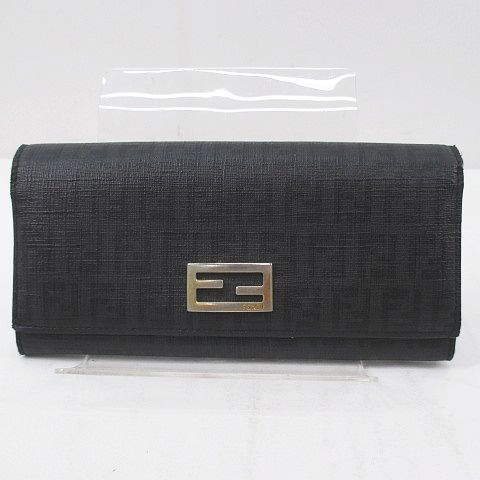 フェンディ FENDI 長財布 ズッカ柄 ブラック 黒系 レディース 077 