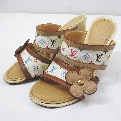 ルイヴィトン LOUIS VUITTON ミュール サンダル マルチカラー フラワー 