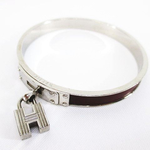 エルメス HERMES ケリー バングル Hロゴ ブレスレット ブラウン 茶 H 