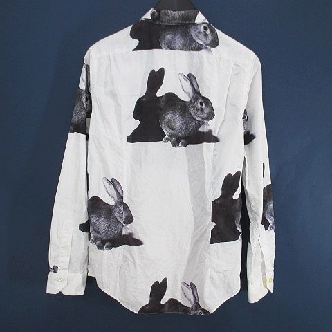 ポールスミス PAUL SMITH ラビット ウサギ柄 長袖 シャツ M ホワイト 