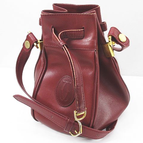 カルティエ Cartier ショルダーバッグ 巾着 マストライン ボルドー 