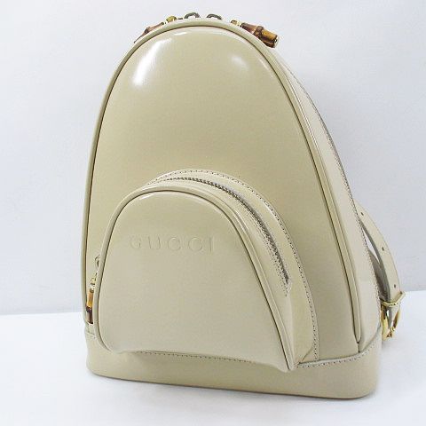 グッチ GUCCI バンブー ワンショルダーリュック ライトベージュ 
