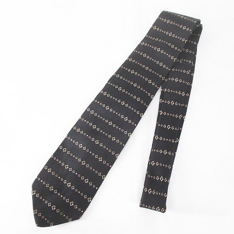 グッチ GUCCI シルク 絹 ネクタイ レギュラータイ 黒系 ブラック
