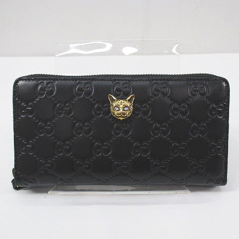 グッチ GUCCI 長財布 ラウンドファスナー ウォレット リネアキャット  