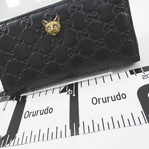 グッチ GUCCI 長財布 ラウンドファスナー ウォレット リネアキャット