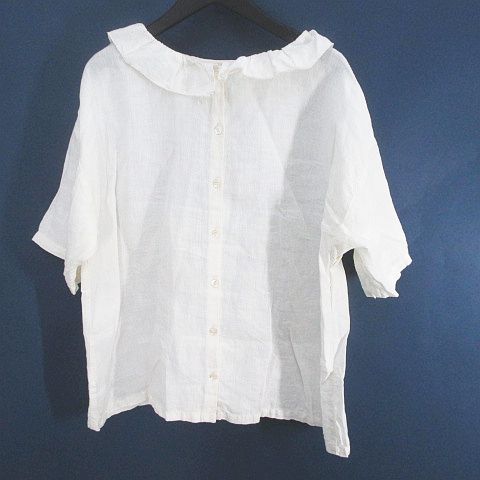nest Robe 半袖 シャツ ブラウス ライトベージュ系 バックボタン ネストローブ nest Robe 半袖 シャツ ブラウス ライトベージュ系