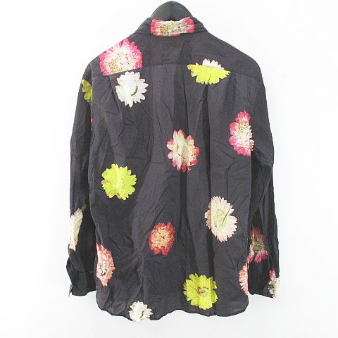 ポールスミス PAUL SMITH 花柄 フラワー 長袖 シャツ M 黒系 ブラック 