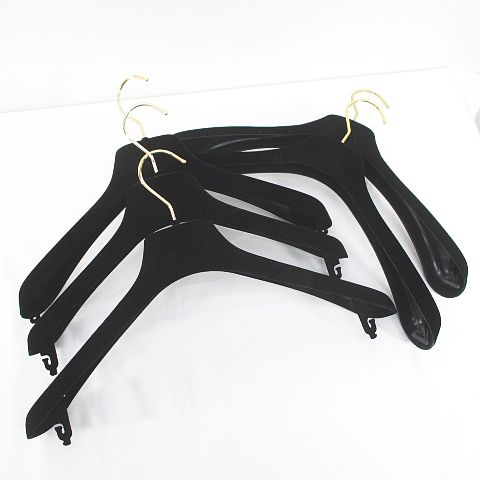 シャネル CHANEL ハンガー 5本セット 黒系 ブラック ベロア CCマーク  