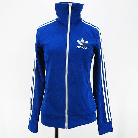 アディダス adidas トラックジャケット ジャージ M ブルー 青 3本 