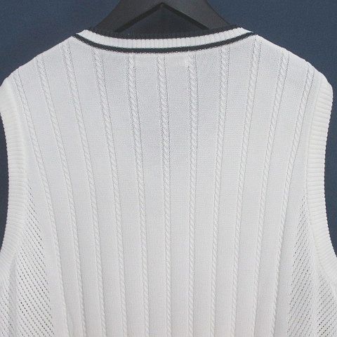 ADABAT ホワイト ベスト 46(M) アダバット adabat スポーツウェア ゴルフウェア ニット ベスト