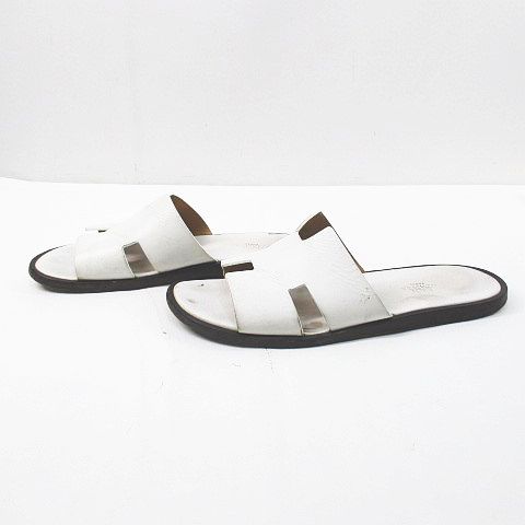 エルメス HERMES フラットサンダル イズミール 42 ホワイト 白 レザー  