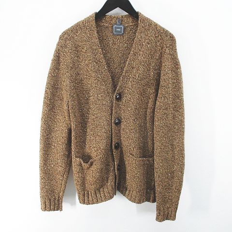 YARG 長袖 カーディガン ニット 46 茶系 ブラウン イタリア製 ボタン 
