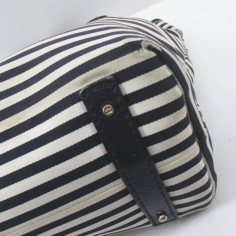 【新品未使用】kate spade ネイビーとホワイトストライプ ボーダーバッグ ケイトスペード KATE SPADE トートバッグ ボーダーゴールド金具
