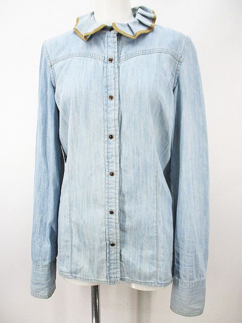 クロエ CHLOE 長袖 デニム シャツ ブラウス 34 青系 ヴィンテージ 