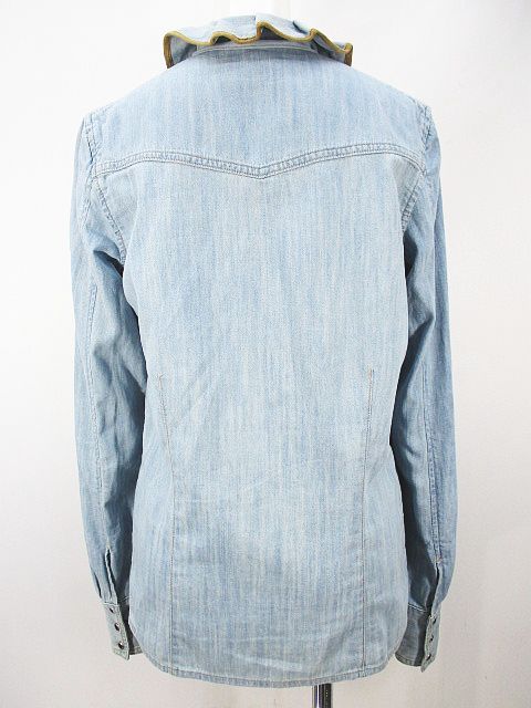 クロエ CHLOE 長袖 デニム シャツ ブラウス 34 青系 