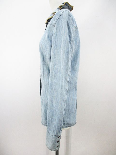 クロエ CHLOE 長袖 デニム シャツ ブラウス 34 青系 