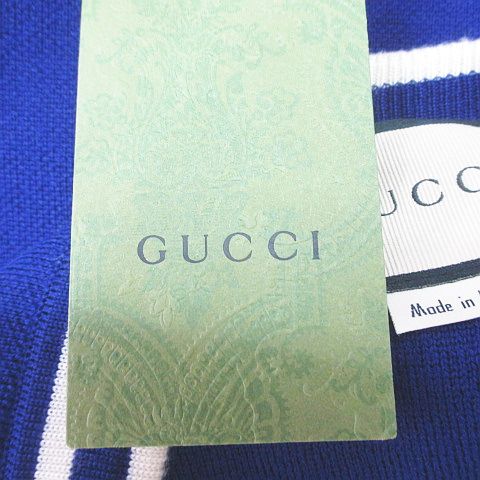 未使用品 グッチ GUCCI 652580 ニット 台形スカート M 青系 ブルー