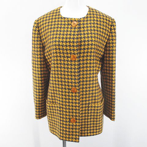 ジバンシィ GIVENCHY 千鳥格子柄 ノーカラーコート ミディアム丈