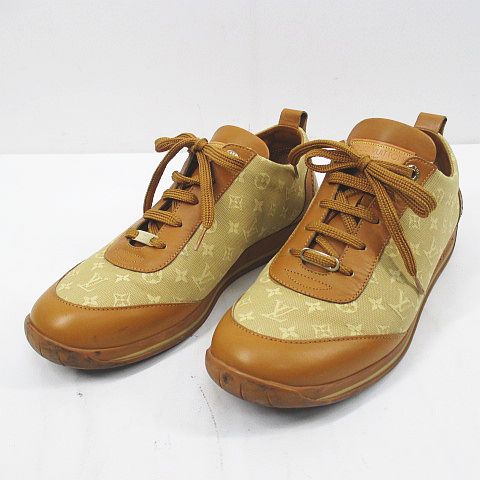 ルイヴィトン LOUIS VUITTON スニーカー モノグラム 38.5 ベージュ 