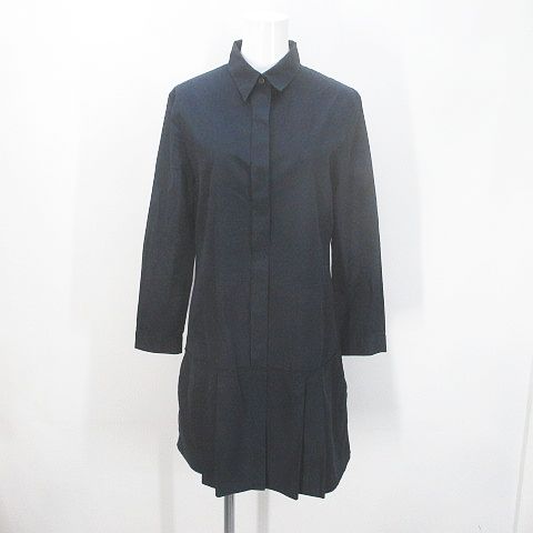 プラダ PRADA 長袖 ミニ丈 シャツワンピース チュニック 40 黒系  