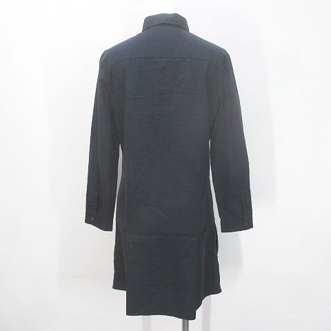 プラダ PRADA 長袖 ミニ丈 シャツワンピース チュニック 40 黒系  