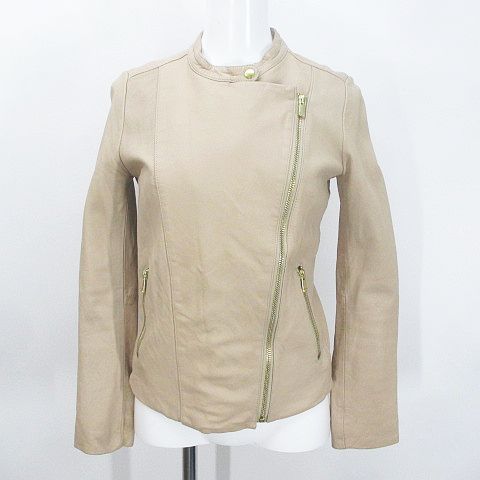 ノーブル NOBLE レザー 革 ライダースジャケット 36 ピンクベージュ系  