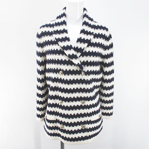 シャネル CHANEL P70334K10030 NB041 ボーダー 長袖 カーディガン  