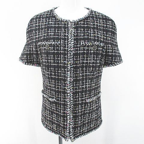 シャネル CHANEL P61192V46414 MG033 チェック柄 半袖 ツイード  