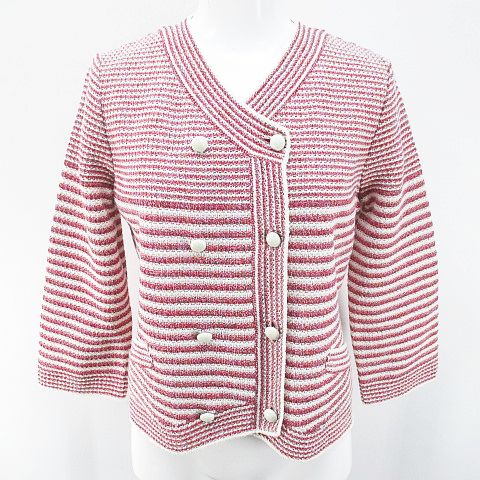 シャネル CHANEL P51264K06588 R8823 ボーダー 長袖 カーディガン 