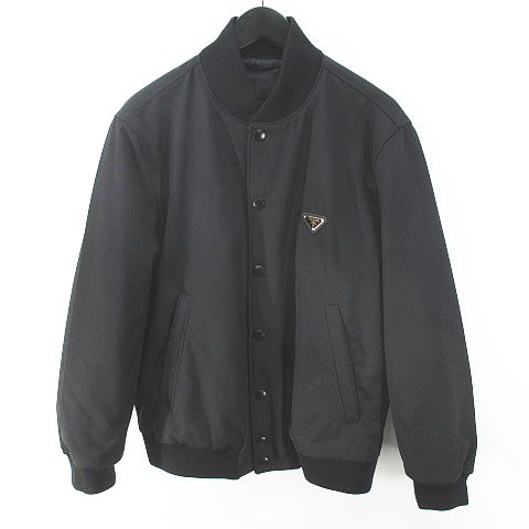 プラダ PRADA Bomber Jacket ボンバージャケット スタジャン 48 黒系 
