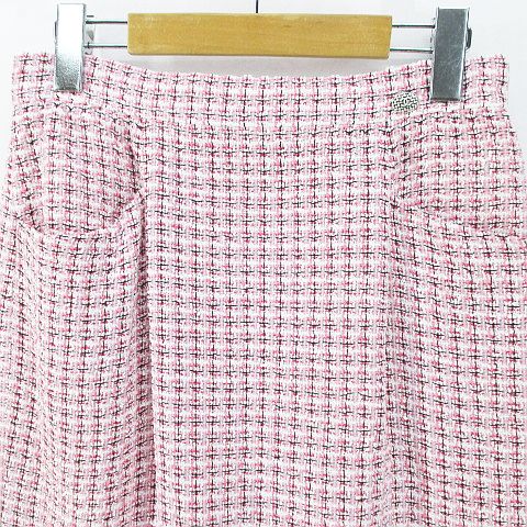 シャネル CHANEL P47766V29573 M7394 チェック柄 膝丈 ツイード タイト  