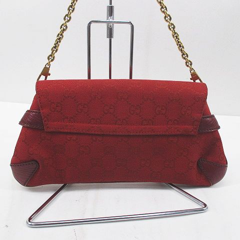 グッチ GUCCI ホースビットショルダーバッグ 114923 レッド キャンバス