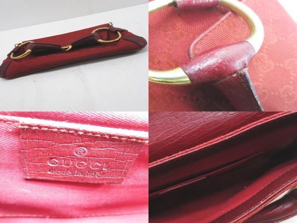 グッチ GUCCI ホースビットショルダーバッグ 114923 レッド キャンバス