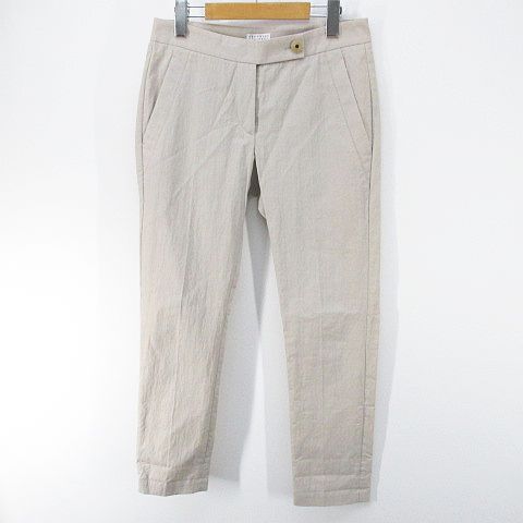 ブルネロクチネリ★クロップドパンツ 38 ベージュ★美品 ブルネロクチネリ BRUNELLO CUCINELLI ロングパンツ ジップフライ 38