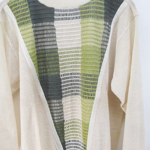 ハナエモリ HANAE MORI MONSIEUR 長袖 ニット M ライトベージュ系 刺繍