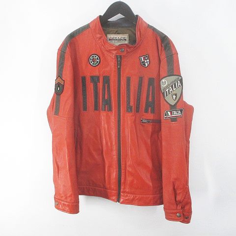 ジーステージ G-stage ライダース レザージャケット 革ジャン LL 赤系