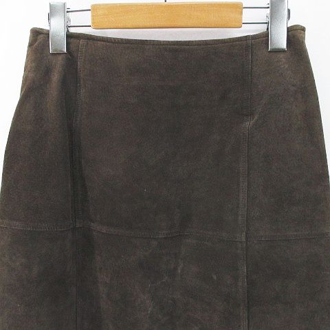 オゾック OZOC 膝丈 台形スカート スカート レザー 豚革 38 茶系 