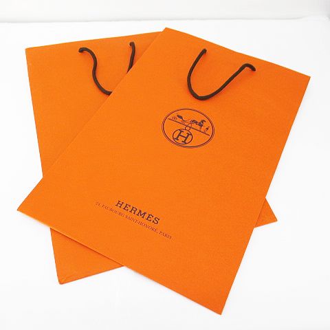 エルメス HERMES 紙袋 2枚セット ショッパー オレンジ ショップ袋 ロゴ 