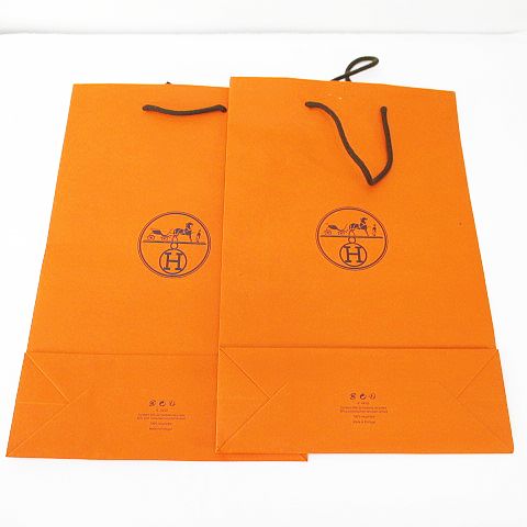 エルメス HERMES 紙袋 2枚セット ショッパー オレンジ ショップ袋 ロゴ 
