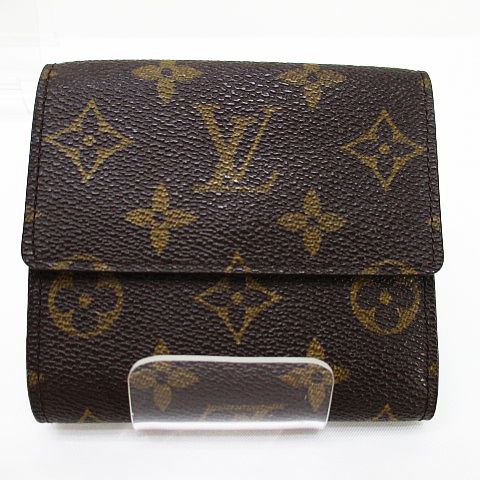 【美品】LOUIS VUITTON モノグラム 三つ折りM61652 Ｗホック ルイ・ヴィトン Wホック二つ折り財布 ポルトモネ ビエ カルトクレディ