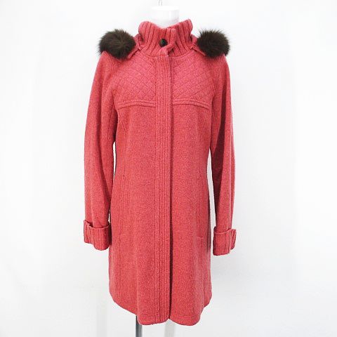 poushal ポーシャル カシミヤ カーディガンコート 40 ピンク系 ミドル  