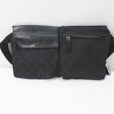 グッチ ボディバッグ ウエストポーチ レザー×キャンバス 黒 GUCCI グッチ 474293 K9RRN ボディバッグ メンズ レディース