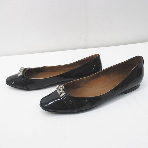 エルメス HERMES メドール パンプス フラット ベルトデザイン 38