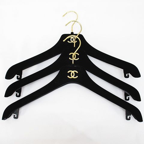 CHANEL  ハンガー 3本 ベロア ブラック シャネル CHANEL ハンガー 3本セット CCマーク ココマーク