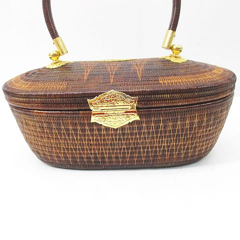 ヤーンリパオ タイ伝統工芸 カゴバッグ ブラウン 茶系 レディース 077  