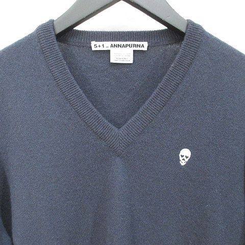 5+1 ANNAPURNA アンナプルナ 長袖 カシミヤニット セーター ネイビー 