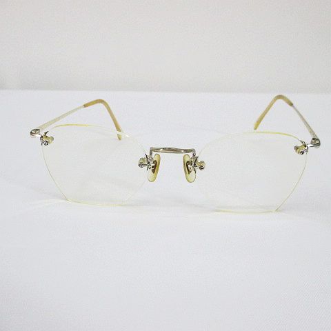 白山眼鏡 メガネ 度入り リムレス シルバー系 イエロー 黄 アイウェア