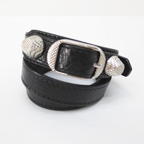 バレンシアガ BALENCIAGA ジャイアント レザー 2連 ブレスレット 