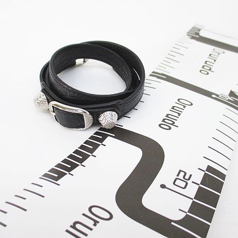 バレンシアガ BALENCIAGA ジャイアント レザー 2連 ブレスレット 