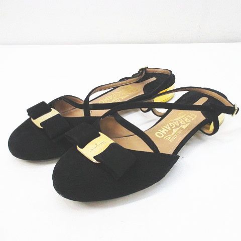 【Salvatore Ferragamo】ブラックストラップサンダル サルヴァトーレフェラガモヴァラバックストラップサンダル6.5